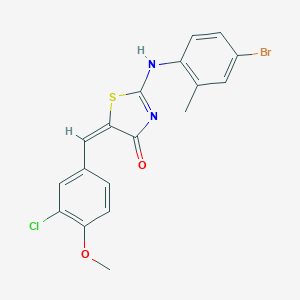 molecular formula C18H14BrClN2O2S B299114 (5E)-2-(4-bromo-2-methylanilino)-5-[(3-chloro-4-methoxyphenyl)methylidene]-1,3-thiazol-4-one 