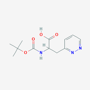 molecular formula C12H17N3O4 B2991144 2-[(2-Methylpropan-2-yl)oxycarbonylamino]-3-pyridazin-3-ylpropanoic acid CAS No. 2171490-03-0