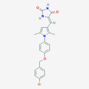 molecular formula C23H20BrN3O3 B299116 5-[(1-{4-[(4-bromobenzyl)oxy]phenyl}-2,5-dimethyl-1H-pyrrol-3-yl)methylene]-2,4-imidazolidinedione 
