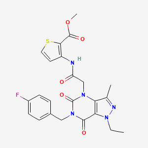 molecular formula C23H22FN5O5S B2991162 3-({[1-乙基-6-(4-氟苄基)-3-甲基-5,7-二氧代-1,5,6,7-四氢-4H-吡唑并[4,3-d]嘧啶-4-基]乙酰}氨基)噻吩-2-甲酸甲酯 CAS No. 1189446-96-5