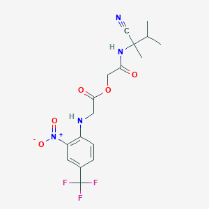 molecular formula C17H19F3N4O5 B2991168 [2-[(2-Cyano-3-methylbutan-2-yl)amino]-2-oxoethyl] 2-[2-nitro-4-(trifluoromethyl)anilino]acetate CAS No. 923714-70-9