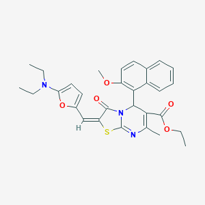 molecular formula C30H31N3O5S B299117 ethyl 2-{[5-(diethylamino)-2-furyl]methylene}-5-(2-methoxy-1-naphthyl)-7-methyl-3-oxo-2,3-dihydro-5H-[1,3]thiazolo[3,2-a]pyrimidine-6-carboxylate 
