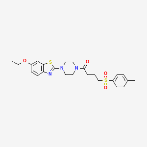 molecular formula C24H29N3O4S2 B2991175 1-(4-(6-Ethoxybenzo[d]thiazol-2-yl)piperazin-1-yl)-4-tosylbutan-1-one CAS No. 941967-57-3