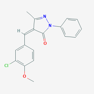 molecular formula C18H15ClN2O2 B299118 4-(3-chloro-4-methoxybenzylidene)-5-methyl-2-phenyl-2,4-dihydro-3H-pyrazol-3-one 