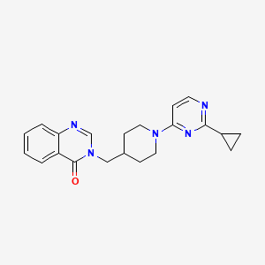 molecular formula C21H23N5O B2991191 3-[[1-(2-Cyclopropylpyrimidin-4-yl)piperidin-4-yl]methyl]quinazolin-4-one CAS No. 2380084-28-4