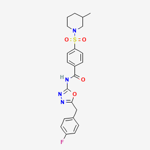 N-(5-(4-fluorobenzyl)-1,3,4-oxadiazol-2-yl)-4-((3-methylpiperidin-1-yl)sulfonyl)benzamide