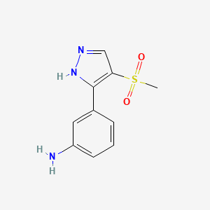 molecular formula C10H11N3O2S B2991197 3-(4-(Methylsulfonyl)-1H-pyrazol-3-yl)aniline CAS No. 1447949-83-8