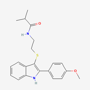 molecular formula C21H24N2O2S B2991214 N-(2-((2-(4-甲氧基苯基)-1H-吲哚-3-基)硫代)乙基)异丁酰胺 CAS No. 850916-92-6