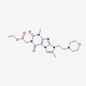molecular formula C19H26N6O5 B2991223 2-(1,7-二甲基-8-(2-吗啉乙基)-2,4-二氧代-1H-咪唑并[2,1-f]嘌呤-3(2H,4H,8H)-基)乙酸乙酯 CAS No. 938882-49-6
