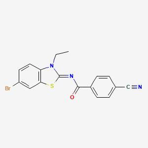 molecular formula C17H12BrN3OS B2991239 N-(6-溴-3-乙基-1,3-苯并噻唑-2-亚基)-4-氰基苯甲酰胺 CAS No. 865544-33-8