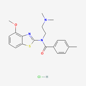 molecular formula C20H24ClN3O2S B2991242 N-(2-(dimethylamino)ethyl)-N-(4-methoxybenzo[d]thiazol-2-yl)-4-methylbenzamide hydrochloride CAS No. 1321848-09-2