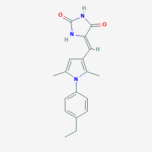 molecular formula C18H19N3O2 B299125 (5Z)-5-{[1-(4-ethylphenyl)-2,5-dimethyl-1H-pyrrol-3-yl]methylidene}imidazolidine-2,4-dione 