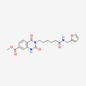 molecular formula C21H23N3O6 B2991251 3-[6-(呋喃-2-基甲基氨基)-6-氧代己基]-2,4-二氧代-1H-喹唑啉-7-甲酸甲酯 CAS No. 896384-10-4