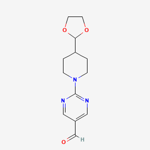 2-[4-(1,3-Dioxolan-2-yl)piperidin-1-yl]pyrimidine-5-carbaldehyde