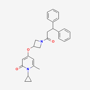 molecular formula C27H28N2O3 B2991271 1-环丙基-4-((1-(3,3-二苯基丙酰)氮杂环丁-3-基)氧基)-6-甲基吡啶-2(1H)-酮 CAS No. 2034387-87-4