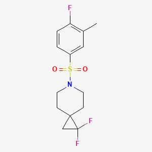 molecular formula C14H16F3NO2S B2991275 1,1-Difluoro-6-((4-fluoro-3-methylphenyl)sulfonyl)-6-azaspiro[2.5]octane CAS No. 2194846-47-2