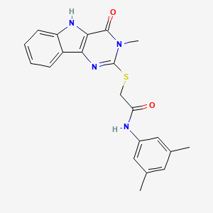 molecular formula C21H20N4O2S B2991276 N-(3,5-二甲苯基)-2-((3-甲基-4-氧代-4,5-二氢-3H-嘧啶并[5,4-b]吲哚-2-基)硫代)乙酰胺 CAS No. 537667-92-8