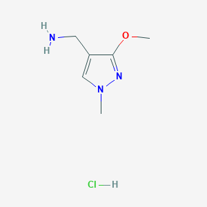 molecular formula C6H12ClN3O B2991278 (3-Methoxy-1-methylpyrazol-4-yl)methanamine;hydrochloride CAS No. 2567503-24-4