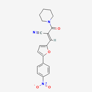 molecular formula C19H17N3O4 B2991287 (E)-3-(5-(4-硝基苯基)呋喃-2-基)-2-(哌啶-1-羰基)丙烯腈 CAS No. 303775-14-6