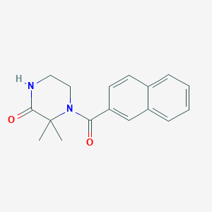 molecular formula C17H18N2O2 B2991290 4-(2-Naphthoyl)-3,3-dimethylpiperazin-2-one CAS No. 952809-94-8