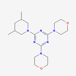 molecular formula C18H30N6O2 B2991300 2-(3,5-二甲基哌啶-1-基)-4,6-二(吗啉-4-基)-1,3,5-三嗪 CAS No. 942789-83-5