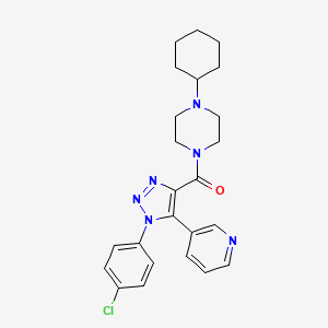 molecular formula C24H27ClN6O B2991306 (1-(4-chlorophenyl)-5-(pyridin-3-yl)-1H-1,2,3-triazol-4-yl)(4-cyclohexylpiperazin-1-yl)methanone CAS No. 1326841-36-4