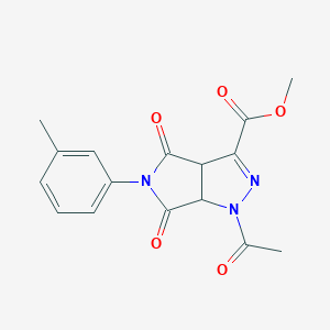 molecular formula C16H15N3O5 B299131 Methyl 1-acetyl-5-(3-methylphenyl)-4,6-dioxo-1,3a,4,5,6,6a-hexahydropyrrolo[3,4-c]pyrazole-3-carboxylate 