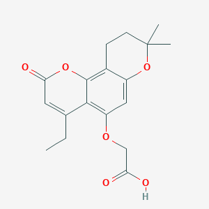 molecular formula C18H20O6 B2991328 [(4-ethyl-8,8-dimethyl-2-oxo-9,10-dihydro-2H,8H-pyrano[2,3-f]chromen-5-yl)oxy]acetic acid CAS No. 956211-38-4