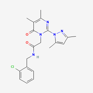molecular formula C20H22ClN5O2 B2991330 N-[(2-chlorophenyl)methyl]-2-[2-(3,5-dimethylpyrazol-1-yl)-4,5-dimethyl-6-oxopyrimidin-1-yl]acetamide CAS No. 1002835-76-8