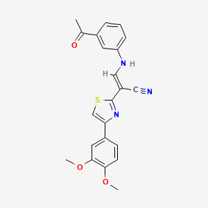 (E)-3-((3-acetylphenyl)amino)-2-(4-(3,4-dimethoxyphenyl)thiazol-2-yl)acrylonitrile