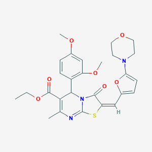 molecular formula C27H29N3O7S B299136 ethyl 5-(2,4-dimethoxyphenyl)-7-methyl-2-{[5-(4-morpholinyl)-2-furyl]methylene}-3-oxo-2,3-dihydro-5H-[1,3]thiazolo[3,2-a]pyrimidine-6-carboxylate 