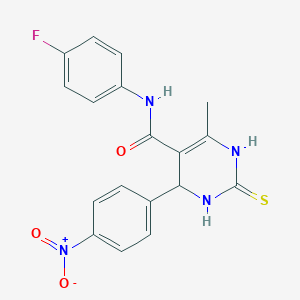 molecular formula C18H15FN4O3S B2991362 N-(4-fluorophenyl)-6-methyl-4-(4-nitrophenyl)-2-thioxo-1,2,3,4-tetrahydropyrimidine-5-carboxamide CAS No. 537678-78-7