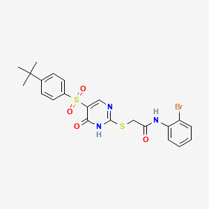 B2991377 N-(2-bromophenyl)-2-({5-[(4-tert-butylphenyl)sulfonyl]-6-oxo-1,6-dihydropyrimidin-2-yl}thio)acetamide CAS No. 893789-71-4