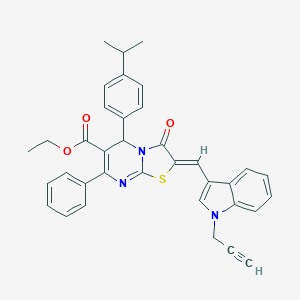 molecular formula C36H31N3O3S B299140 ethyl 5-(4-isopropylphenyl)-3-oxo-7-phenyl-2-{[1-(2-propynyl)-1H-indol-3-yl]methylene}-2,3-dihydro-5H-[1,3]thiazolo[3,2-a]pyrimidine-6-carboxylate 
