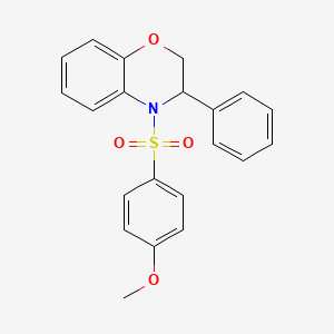 molecular formula C21H19NO4S B2991413 4-[(3-苯基-2,3-二氢-4H-1,4-苯并恶嗪-4-基)磺酰基]苯基甲醚 CAS No. 338962-42-8