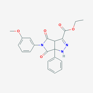 molecular formula C21H19N3O5 B299142 Ethyl 5-(3-methoxyphenyl)-4,6-dioxo-6a-phenyl-1,3a,4,5,6,6a-hexahydropyrrolo[3,4-c]pyrazole-3-carboxylate 