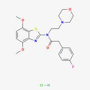 molecular formula C23H27ClFN3O4S B2991431 N-(4,7-dimethoxybenzo[d]thiazol-2-yl)-2-(4-fluorophenyl)-N-(2-morpholinoethyl)acetamide hydrochloride CAS No. 1216903-02-4