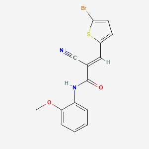 molecular formula C15H11BrN2O2S B2991432 (E)-3-(5-bromothiophen-2-yl)-2-cyano-N-(2-methoxyphenyl)prop-2-enamide CAS No. 2101980-13-4