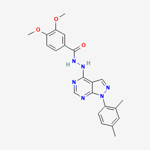 molecular formula C22H22N6O3 B2991440 N'-[1-(2,4-dimethylphenyl)pyrazolo[3,4-d]pyrimidin-4-yl]-3,4-dimethoxybenzohydrazide CAS No. 881082-47-9