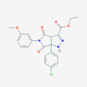 molecular formula C21H18ClN3O5 B299145 Ethyl 6a-(4-chlorophenyl)-5-(3-methoxyphenyl)-4,6-dioxo-1,3a,4,5,6,6a-hexahydropyrrolo[3,4-c]pyrazole-3-carboxylate 