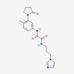 molecular formula C19H23N5O3 B2991464 N1-(3-(1H-imidazol-1-yl)propyl)-N2-(4-methyl-3-(2-oxopyrrolidin-1-yl)phenyl)oxalamide CAS No. 941921-09-1