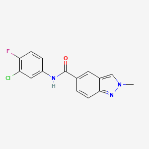 molecular formula C15H11ClFN3O B2991469 N-(3-氯-4-氟苯基)-2-甲基吲唑-5-甲酰胺 CAS No. 1619884-71-7