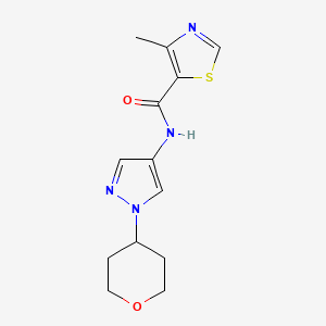 molecular formula C13H16N4O2S B2991470 4-methyl-N-(1-(tetrahydro-2H-pyran-4-yl)-1H-pyrazol-4-yl)thiazole-5-carboxamide CAS No. 1705281-83-9