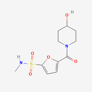 molecular formula C11H16N2O5S B2991497 5-(4-hydroxypiperidine-1-carbonyl)-N-methylfuran-2-sulfonamide CAS No. 1171523-19-5