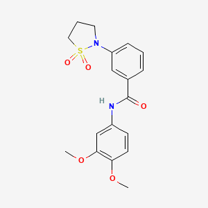 molecular formula C18H20N2O5S B2991511 N-(3,4-二甲氧基苯基)-3-(1,1-二氧化异噻唑烷-2-基)苯甲酰胺 CAS No. 941986-35-2