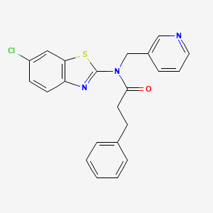 molecular formula C22H18ClN3OS B2991527 N-(6-chlorobenzo[d]thiazol-2-yl)-3-phenyl-N-(pyridin-3-ylmethyl)propanamide CAS No. 895023-79-7