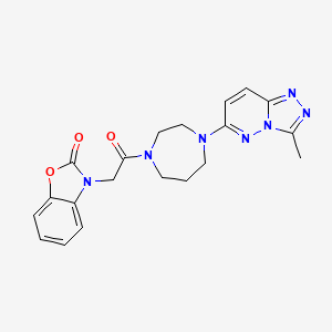molecular formula C20H21N7O3 B2991540 3-[2-[4-(3-Methyl-[1,2,4]triazolo[4,3-b]pyridazin-6-yl)-1,4-diazepan-1-yl]-2-oxoethyl]-1,3-benzoxazol-2-one CAS No. 2320472-34-0