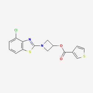 molecular formula C15H11ClN2O2S2 B2991546 1-(4-Chlorobenzo[d]thiazol-2-yl)azetidin-3-yl thiophene-3-carboxylate CAS No. 1421531-44-3