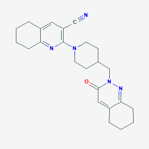 molecular formula C24H29N5O B2991551 2-{4-[(3-Oxo-2,3,5,6,7,8-hexahydrocinnolin-2-yl)methyl]piperidin-1-yl}-5,6,7,8-tetrahydroquinoline-3-carbonitrile CAS No. 2097925-27-2
