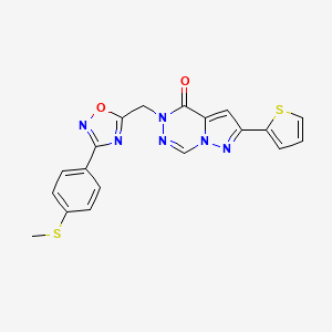 molecular formula C19H14N6O2S2 B2991552 1-((3-(4-(甲硫基)苯基)-1,2,4-恶二唑-5-基)甲基)-8-(噻吩-2-基)吡唑并[1,5-d][1,2,4]三嗪酮 CAS No. 1251599-58-2